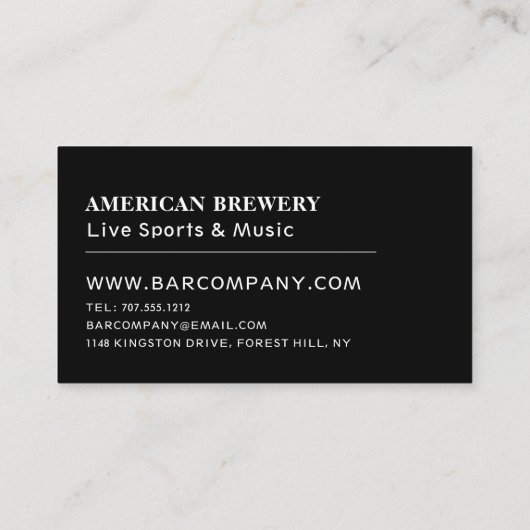 Modern Black & White, Pub/Brewery Visitekaartje (Achterkant)