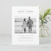 Modern Black & White QR Code Photo Wedding Kaart (Staand voorkant)