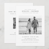 Modern Black & White QR Code Photo Wedding Kaart (Voorkant / Achterkant)