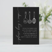 Modern Black & White Recipe Bridal Shower Informatiekaartje (Staand voorkant)