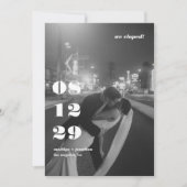 Modern Black White Retro Wedding Elopement Party Kaart (Voorkant)