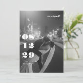 Modern Black White Retro Wedding Elopement Party Kaart (Staand voorkant)