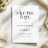 Modern Black White Retro Wedding Save The Date