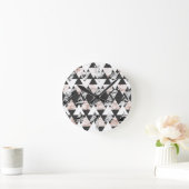 Modern Black White Roos Gold Marble Geo Triangles Ronde Klok (Huis)