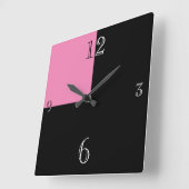 Modern Black White Roze abstract Vierkante Klok (Hoek)