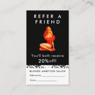 Modern Black White Salon Referral Kaart Beauty Visitekaartje