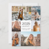 Modern Black + White Script 2026 Graduation Kaart (Voorkant)