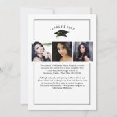 Modern Black White Script 4 Photo Afstuderen Aankondiging (Achterkant)