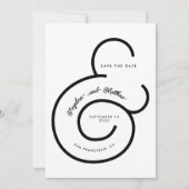 Modern Black White Script Big Ampersand Wedding Save The Date (Voorkant)