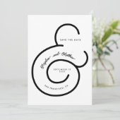 Modern Black White Script Big Ampersand Wedding Save The Date (Staand voorkant)