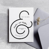 Modern Black White Script Big Ampersand Wedding Save The Date