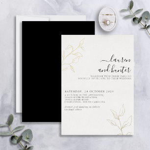 Modern Black White Script Botanical Weddenschap Go Folie Uitnodiging