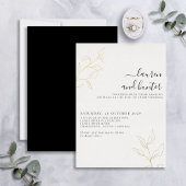 Modern Black White Script Botanical Weddenschap Go Folie Uitnodiging