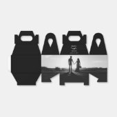 Modern Black & White Script Couple Photo Wedding Bedankdoosjes (Uitgevouwen)