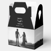 Modern Black & White Script Couple Photo Wedding Bedankdoosjes (Geopend)