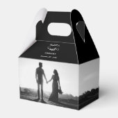 Modern Black & White Script Couple Photo Wedding Bedankdoosjes (Voorkant Zijde)