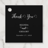 Modern Black & White Script Couple Photo Wedding Bedankjes Labels (Voorkant)