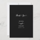 Modern Black & White Script Couple Photo Wedding Bedankkaart (Voorkant)