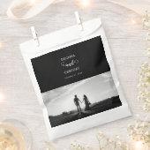 Modern Black & White Script Couple Photo Wedding Bedankzakje (Geknipt)