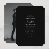 Modern Black & White Script Couple Photo Wedding Kaart (Voorkant / Achterkant)