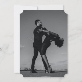 Modern Black & White Script Couple Photo Wedding Kaart