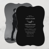 Modern Black & White Script Couple Photo Wedding Kaart (Voorkant / Achterkant)