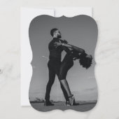 Modern Black & White Script Couple Photo Wedding Kaart (Achterkant)