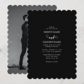 Modern Black & White Script Couple Photo Wedding Kaart (Voorkant / Achterkant)