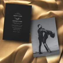 Modern Black & White Script Couple Photo Wedding