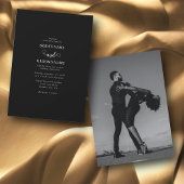 Modern Black & White Script Couple Photo Wedding Kaart