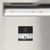 Modern Black & White Script Couple Photo Wedding Magneet (Insitu (Vaatwasser))