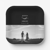 Modern Black & White Script Couple Photo Wedding Papieren Bordje (Voorkant)
