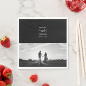 Modern Black & White Script Couple Photo Wedding Servet (Insitu)