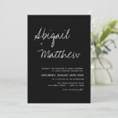 Modern Black White Simple Handwriting Boho Wedding Kaart (Staand voorkant)