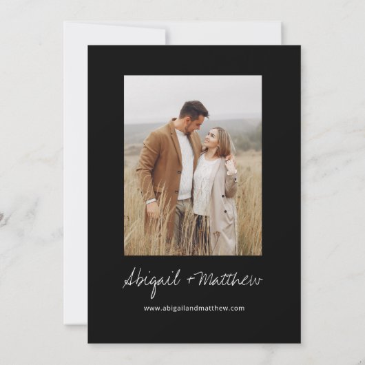 Modern Black White Simple Handwriting Boho Wedding Kaart (Achterkant)