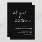 Modern Black White Simple Handwriting Boho Wedding Kaart (Voorkant / Achterkant)