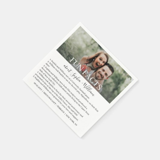 Modern Black White Simple Photo Fun Facts Weddensc Servet (Hoek)