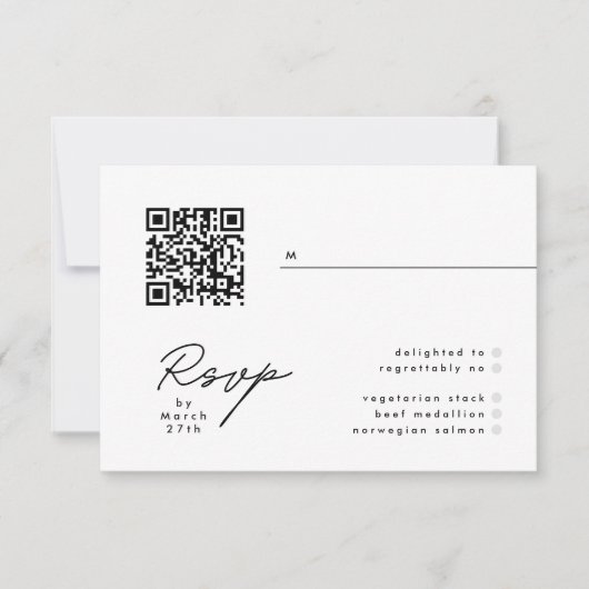 Modern Black & White Simple QR Wedding RSVP (Voorkant)