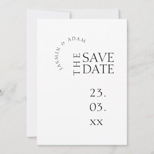 Modern Black White Simple Typography Wedding Save The Date (Achterkant)