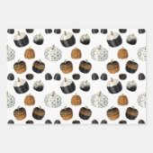 Modern Black White Sinaasappel Pumpkin Pattern Inpakpapier Vel (Voorkant 3)