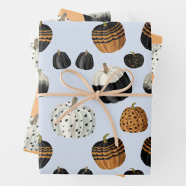 Modern Black White Sinaasappel Pumpkin Pattern Inpakpapier Vel