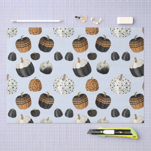 Modern Black White Sinaasappel Pumpkin Pattern Tissuepapier (Craft)