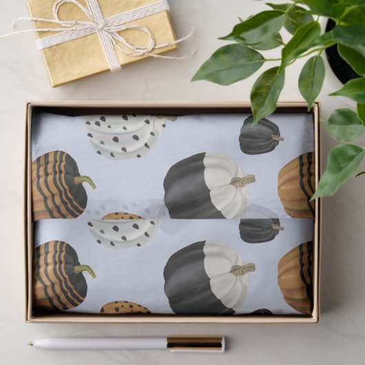 Modern Black White Sinaasappel Pumpkin Pattern Tissuepapier (Geschenk)