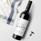 Modern Black White Sip Sip Hooray Vrijgezellenfees Wijn Etiket