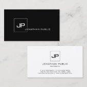 Modern Black White Sjabloon Creative Monogram Visitekaartje (Voorkant / Achterkant)