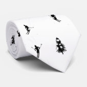 Modern Black & White Ski Skiers Skiing Theme Stropdas (Opgerold)