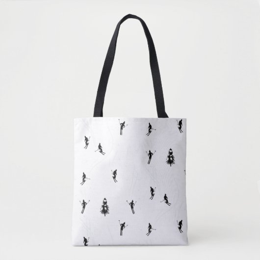 Modern Black & White Ski Skiers Skiing Theme Tote Bag (Voorkant)