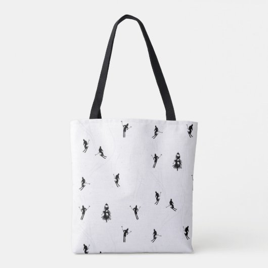 Modern Black & White Ski Skiers Skiing Theme Tote Bag (Achterkant)