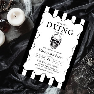 Modern Black & White Skull Volwassen Halloween Par Kaart
