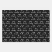 Modern Black White Snowflakes, prettige kerst Inpakpapier Vel (Voorkant 2)